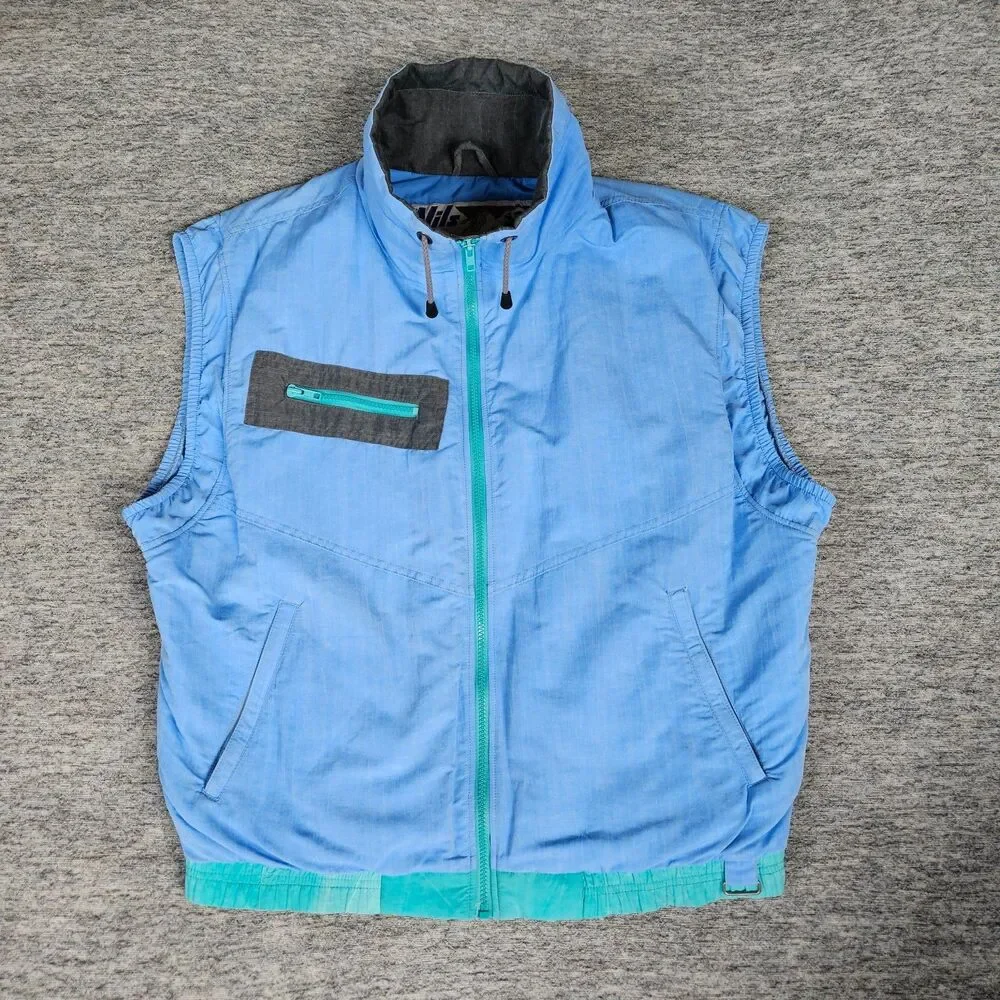 Vintage NILS Skiwear Mens M Vest Aspen Ski Full Zip Blue Entrant Fabric USA Made
